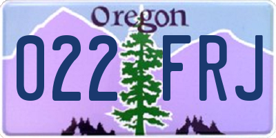 OR license plate 022FRJ