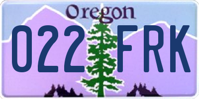 OR license plate 022FRK