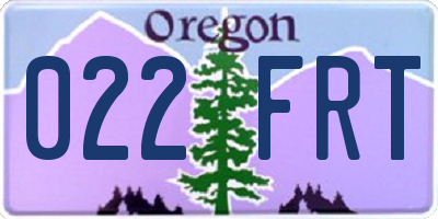 OR license plate 022FRT