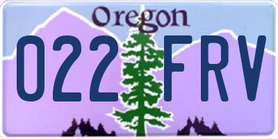 OR license plate 022FRV