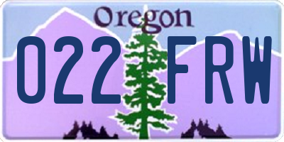 OR license plate 022FRW