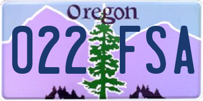 OR license plate 022FSA