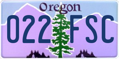 OR license plate 022FSC