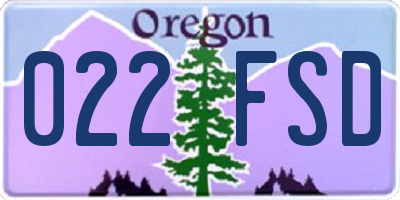 OR license plate 022FSD