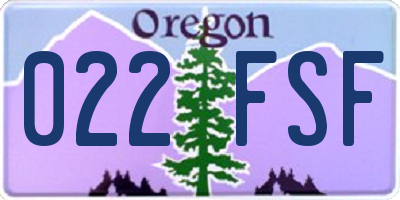 OR license plate 022FSF