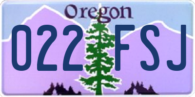 OR license plate 022FSJ