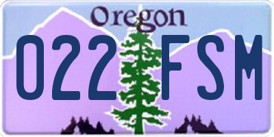 OR license plate 022FSM