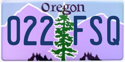 OR license plate 022FSQ