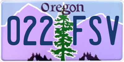 OR license plate 022FSV