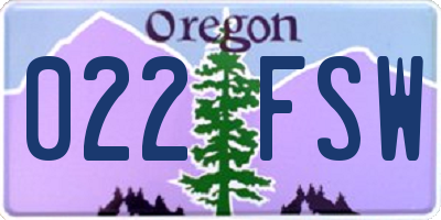OR license plate 022FSW