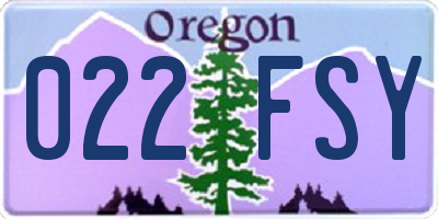 OR license plate 022FSY