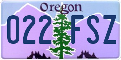 OR license plate 022FSZ
