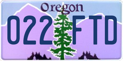 OR license plate 022FTD