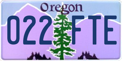 OR license plate 022FTE