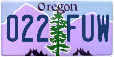 OR license plate 022FUW