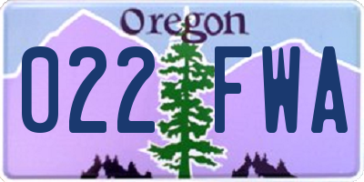 OR license plate 022FWA