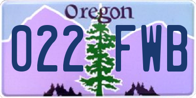 OR license plate 022FWB