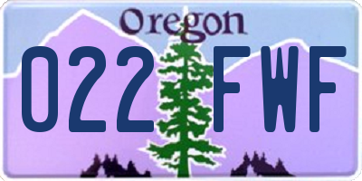 OR license plate 022FWF