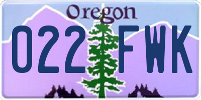 OR license plate 022FWK