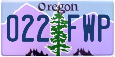 OR license plate 022FWP