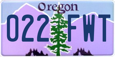 OR license plate 022FWT