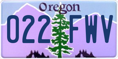 OR license plate 022FWV