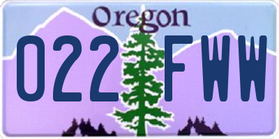 OR license plate 022FWW