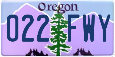 OR license plate 022FWY