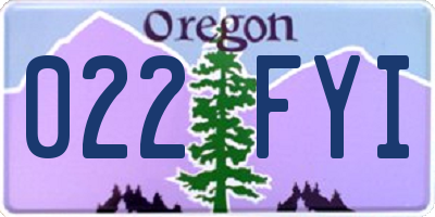 OR license plate 022FYI