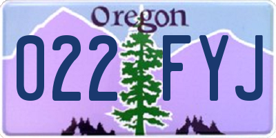 OR license plate 022FYJ
