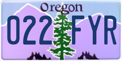 OR license plate 022FYR