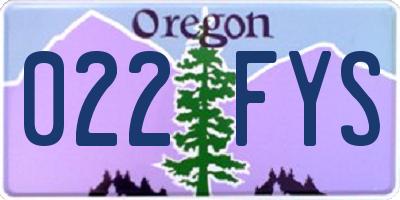 OR license plate 022FYS