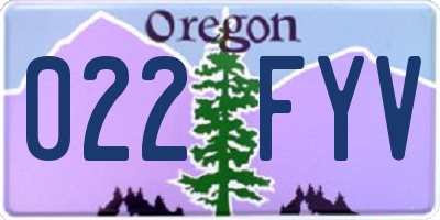 OR license plate 022FYV