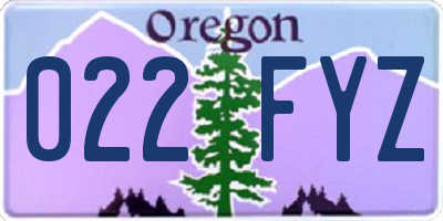 OR license plate 022FYZ