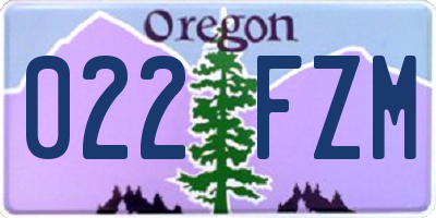 OR license plate 022FZM