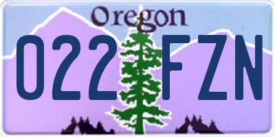 OR license plate 022FZN