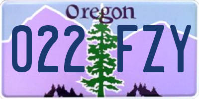 OR license plate 022FZY