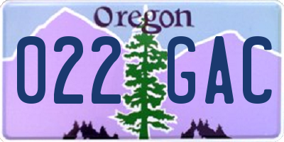 OR license plate 022GAC