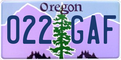 OR license plate 022GAF