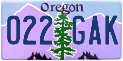 OR license plate 022GAK