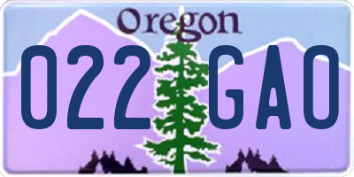 OR license plate 022GAO