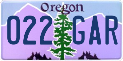 OR license plate 022GAR