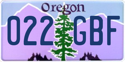 OR license plate 022GBF