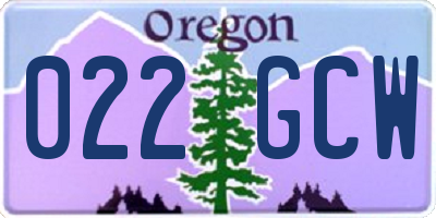 OR license plate 022GCW