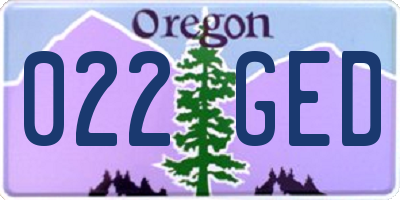 OR license plate 022GED