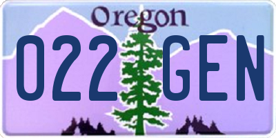 OR license plate 022GEN