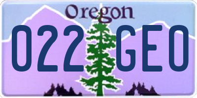 OR license plate 022GEO