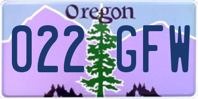 OR license plate 022GFW