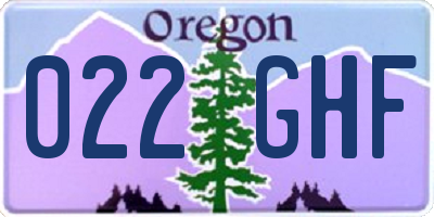 OR license plate 022GHF