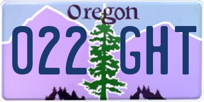 OR license plate 022GHT